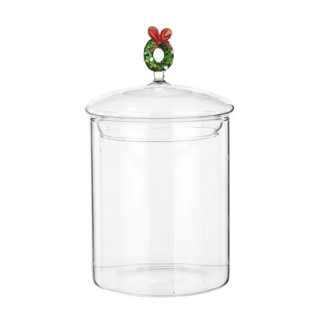 Glass container 10x16cm wreath
