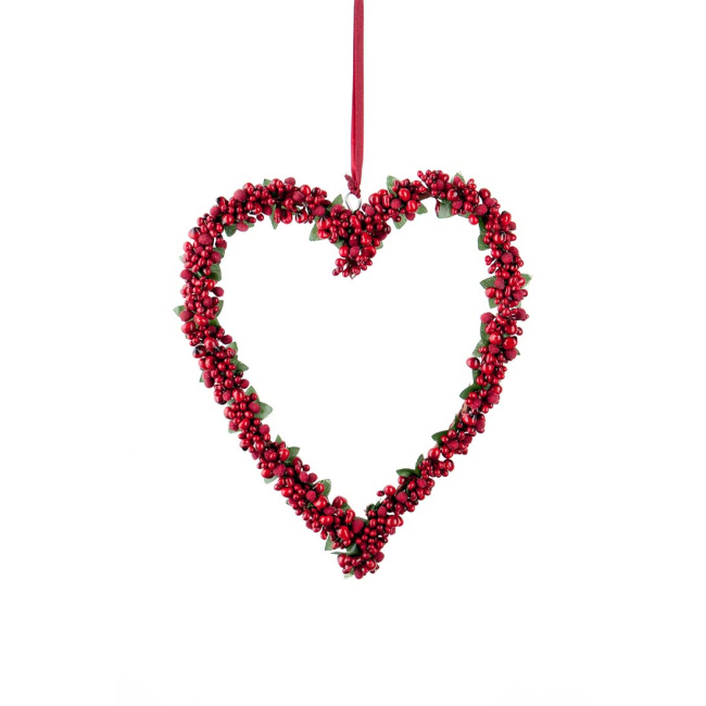 Heart Tag 20cm Red Berries - 1