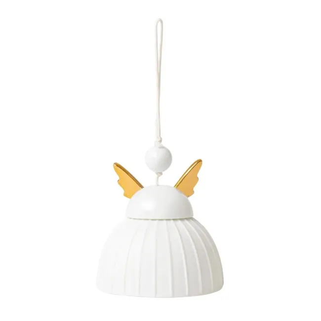 Pendant bell angel with golden wings 8x6.5cm