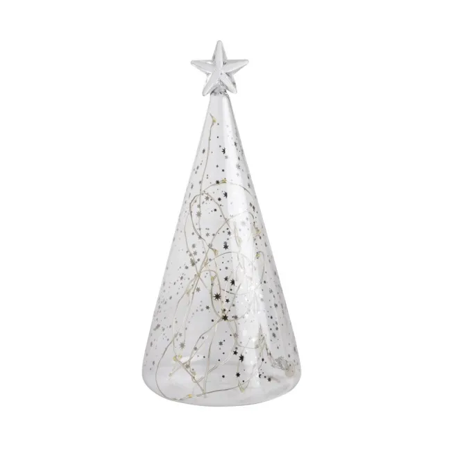 LED Christmas Tree Lantern with Silver Stars
