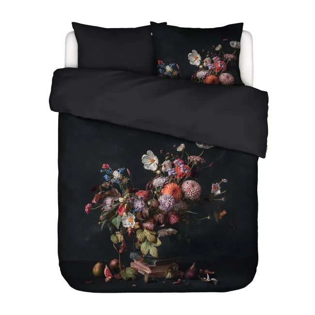 Bouquet bedding set 200x220cm with 60x70cm pillowcases in anthracite