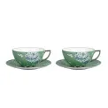 Komplet 2 filiżanek ze spodkami Jasper Conran Chinoiserie Green 250ml do herbaty