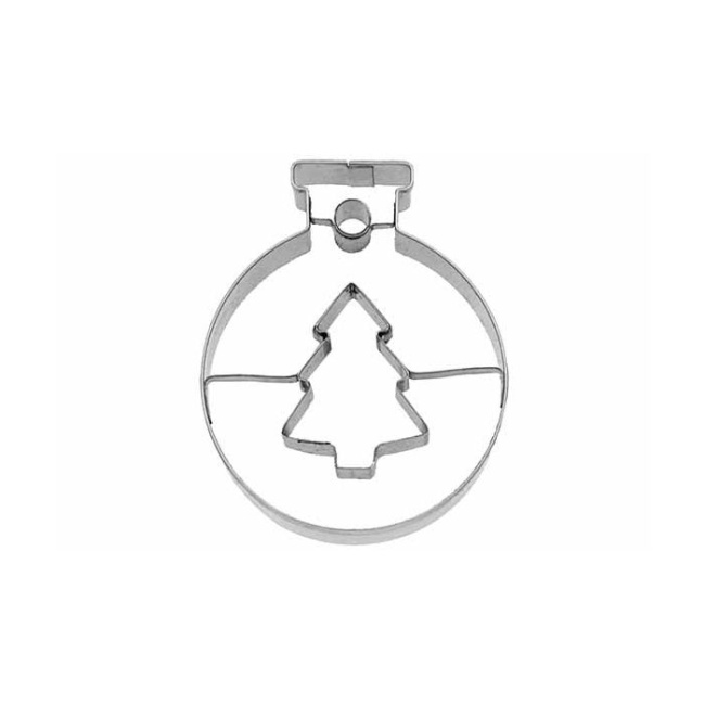 Bauble-shaped cookie cutter with Christmas tree 6 cm - 1