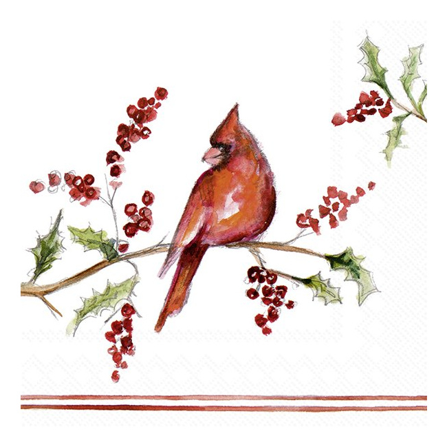 Napkins 25x25cm Christmas Cardinal