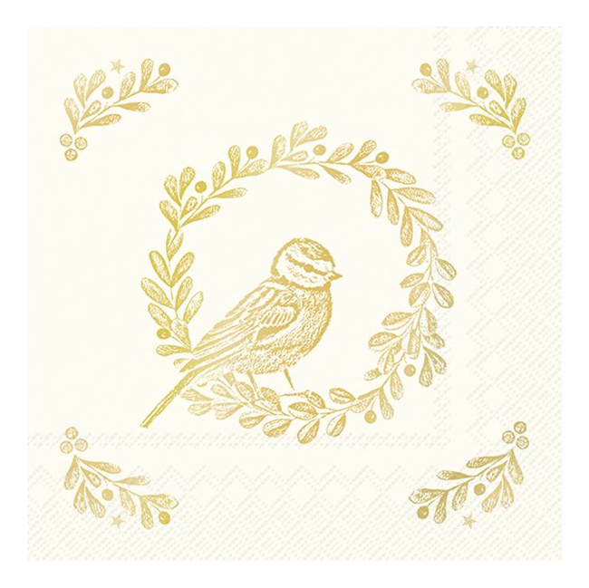 Napkins 25x25cm Bright Bird Wreath - 1