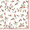 Napkins 33x33cm Christmas Ilex Berries - 1