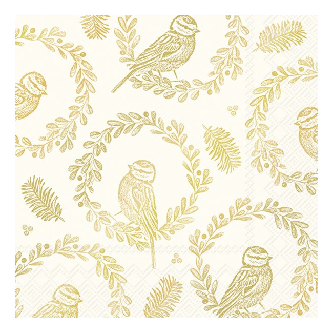 Napkins 33x33cm Bright Bird Wreath - 1