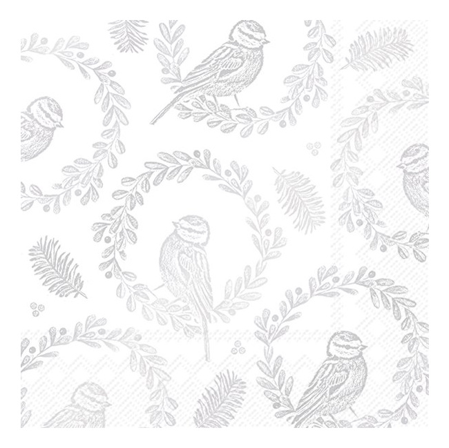 Napkins 33x33cm Bright Bird Wreath - 1