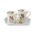 Wrendale Designs set of 2 180cm mugs + hollu jolly tray - 4