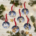 Set of 6 Wrendale Designs 7cm Christmas tree pendants stable - 2