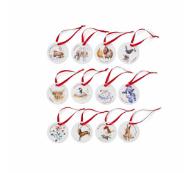 Komplet 12 zawieszek Wrendale Designs 7cm days of Christmas