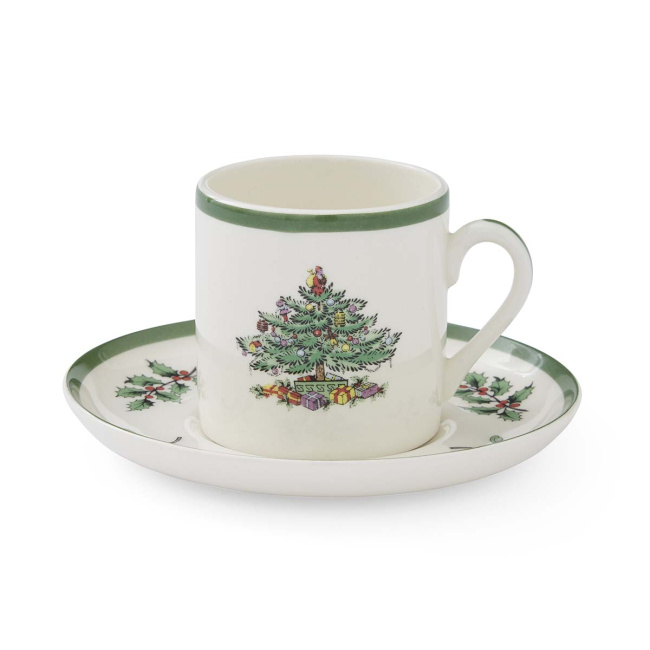 Christmas tree cup with saucer 90ml for espresso