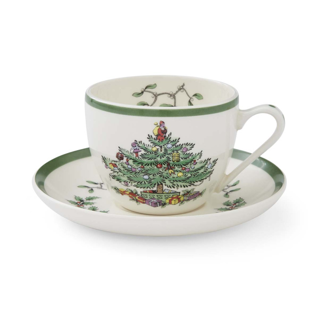 Christmas tree cup with saucer 200ml for tea