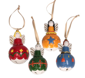 Zestaw 4 ozdób choinkowych Fattifatina 7x11cm aniołki 