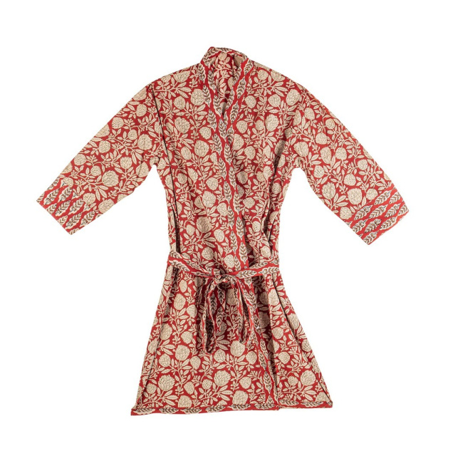 Kimono Lorient universal size red flowers