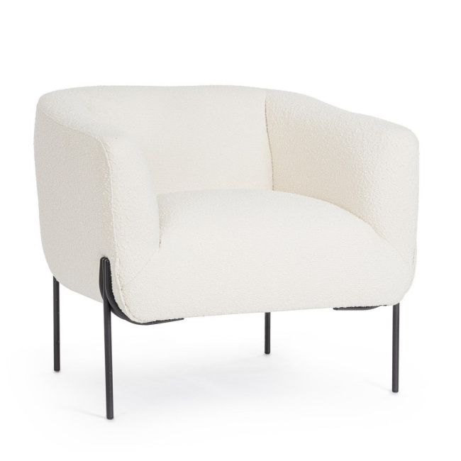 Claudine armchair 73x78cm white boucle