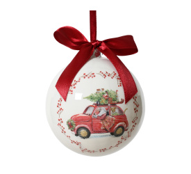 Bombka choinkowa 10cm auto z choinką