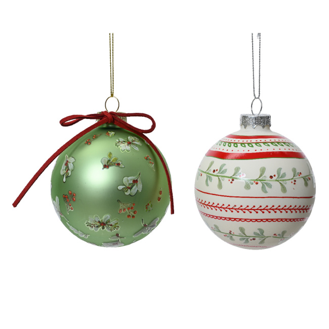 Set of 3 baubles 8cm balls (2 colours mix)