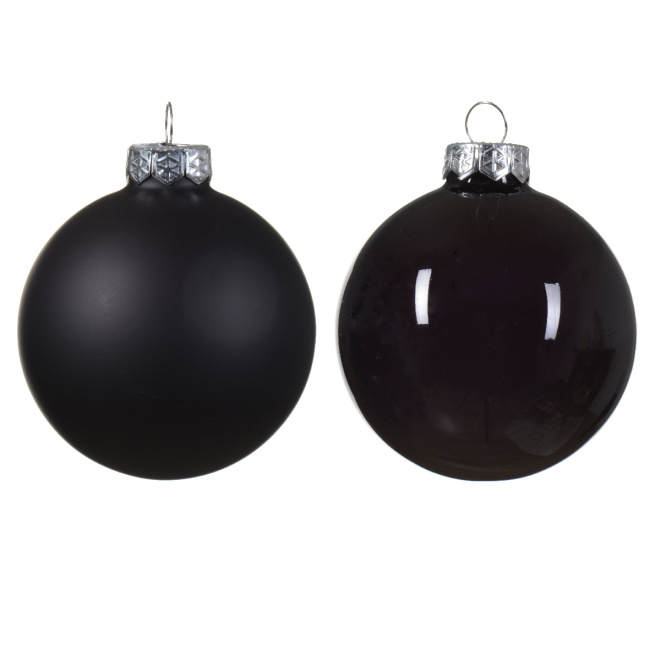 Set of 16 baubles 8cm sphere black