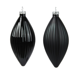 Komplet 3 bombek 13x6cm czarny mat (mix wzoru)