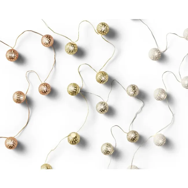 Lampki choinkowe 110cm mini bombki LED białe/srebrne (1 sztuka mix)