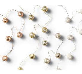 Lampki choinkowe 110cm mini bombki LED białe/srebrne (1 sztuka mix)