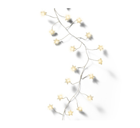 Lampki choinkowe 300cm LED gwiazdki + minutnik srebrny