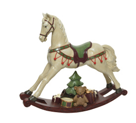 Koń na biegunach 48x55,5x14cm antyczna biel