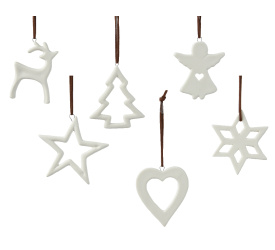 Zawieszka choinkowa 9,4cm biała (1 sztuka mix)