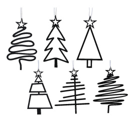 Zawieszka choinkowa 11cm choinka czarna (1 sztuka mix)