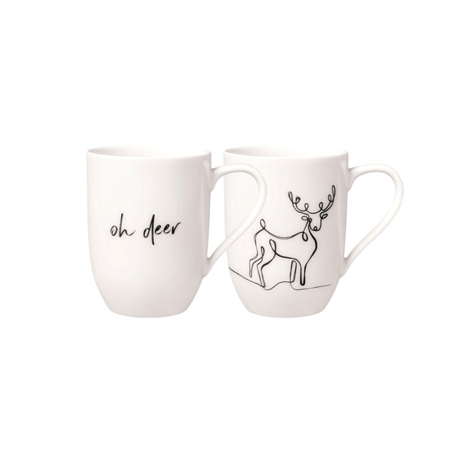 Set of 2 Statement mugs 340ml reindeer oh deer