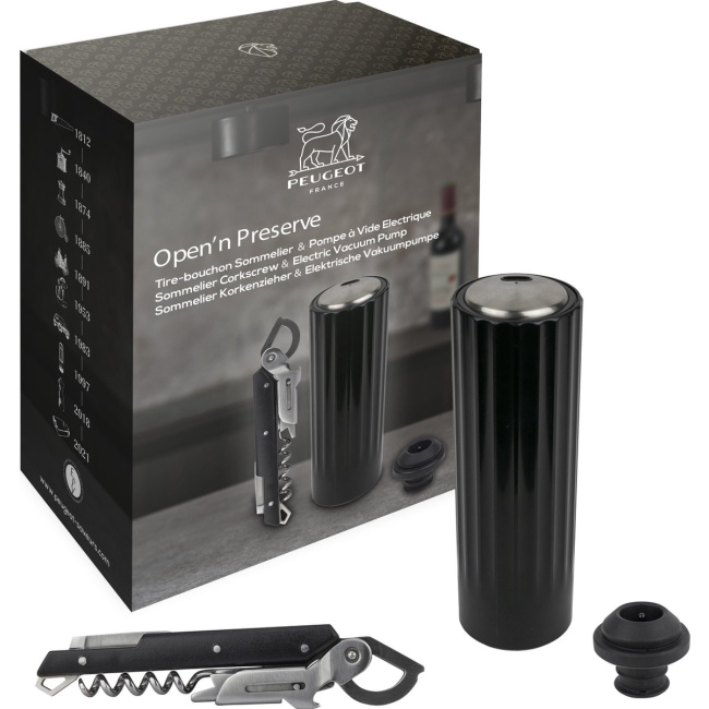 Open'n Preserve wine set vacuum pump + corkscrew black