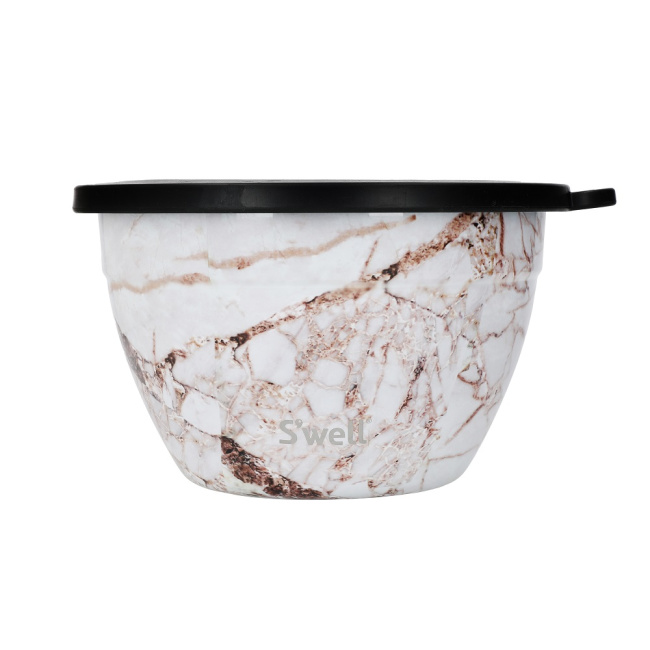 Bowl with lid 1.9l gold marble