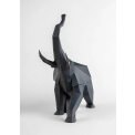 Geometric elephant figurine 43x52x20cm matte black - 2