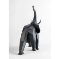 Geometric elephant figurine 43x52x20cm matte black - 5