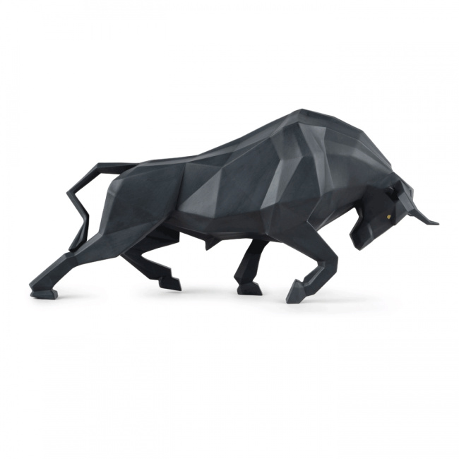 Geometric bull figurine 24x50x16cm matte black