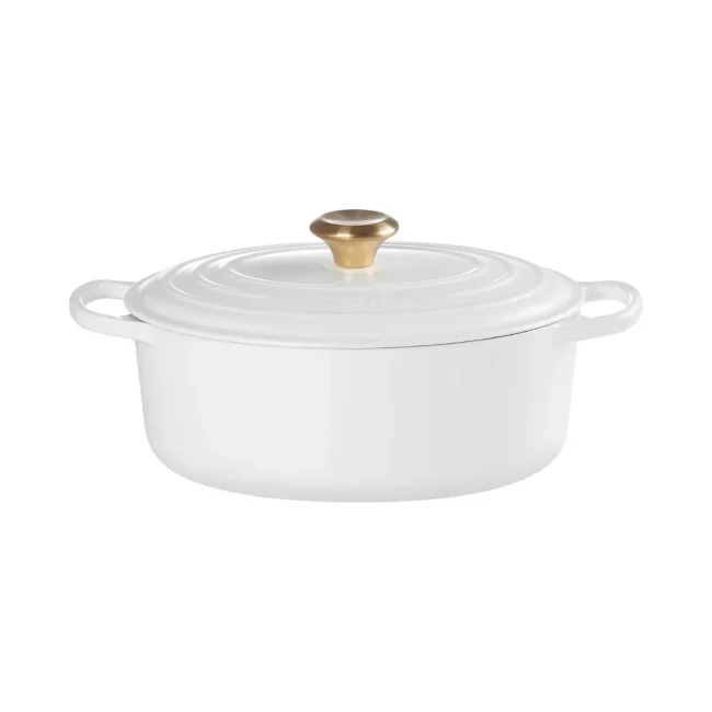 Cast iron oval casserole 29cm 4.7L white