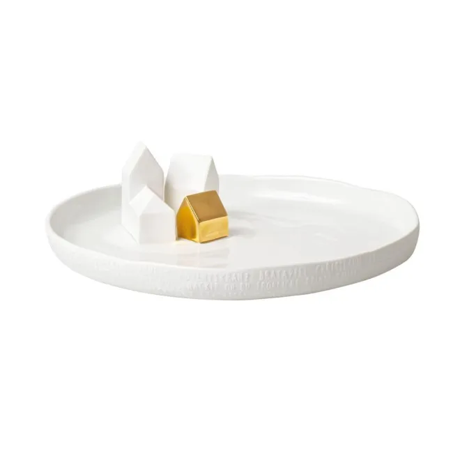 Decorative Plate Houses Gold 35 cm - 1