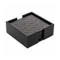 Komplet 4 podkładek Jora 10x10cm pod kubek mdf, szkło ,skóra syntetyczna - 5