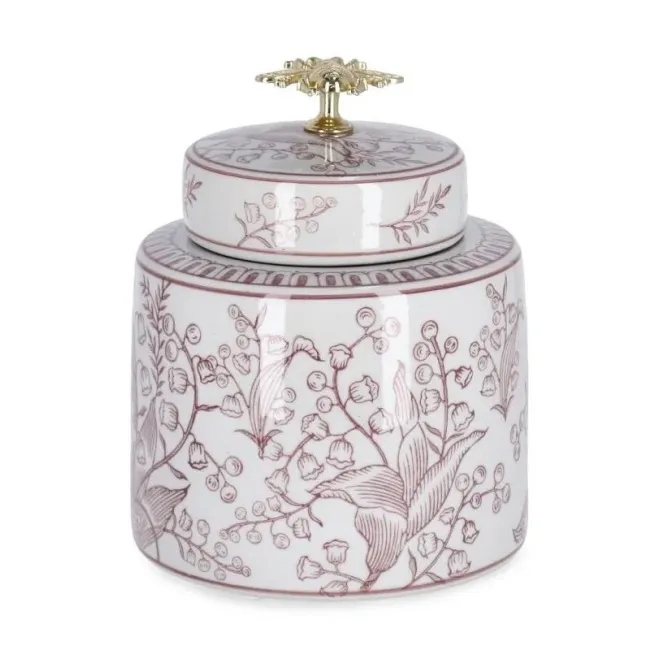 Decorative Container with Lid Cai 19x15cm Red and White - 1
