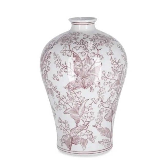 Cai Vase 32x21 cm White and Red