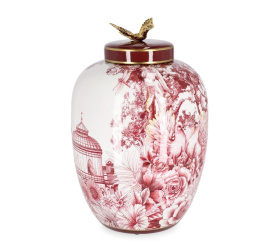 Pojemnik dekoracyjny Zhen 32x23cm biało-czerwony