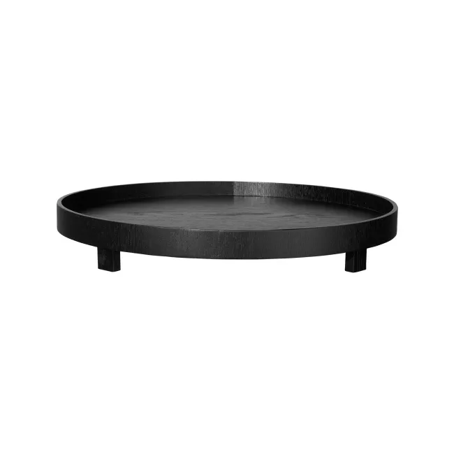 Tray on Foot Wood Black 40x5,5 cm Black Willow