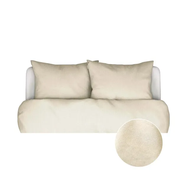 Komplet 2 poszewek na poduszki Senja 50x70cm piaskowy w drobną jodełkę
