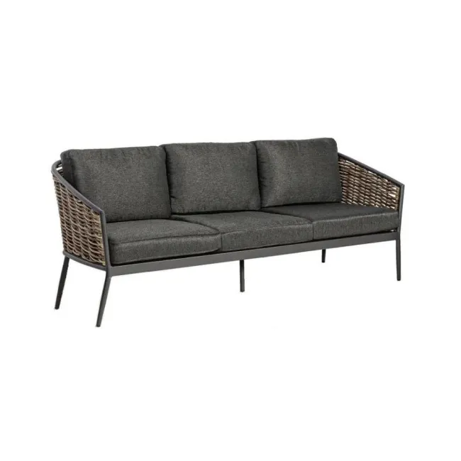 Metz 3-Seater Garden Sofa 77,5x207,5x83,5cm with Anthracite Cushions