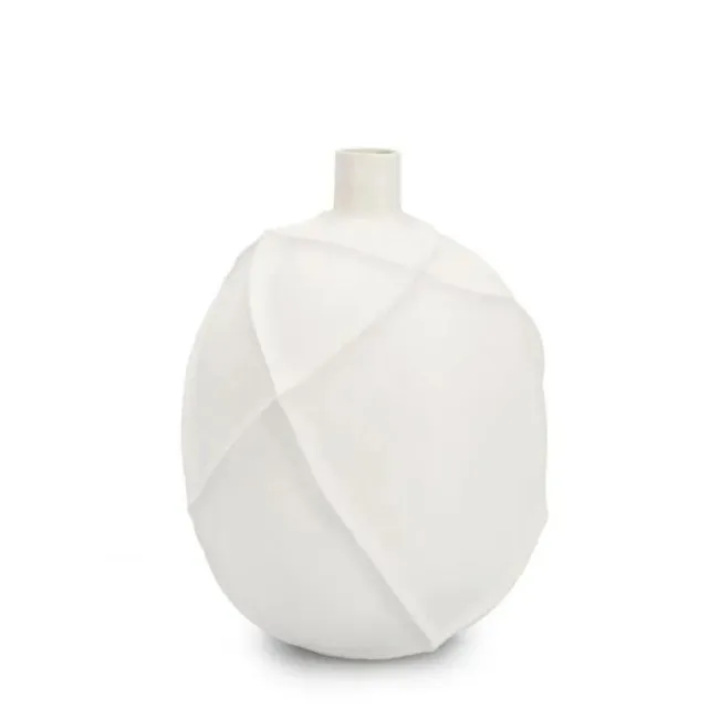 Ridged Bomb Vase 27x19cm white