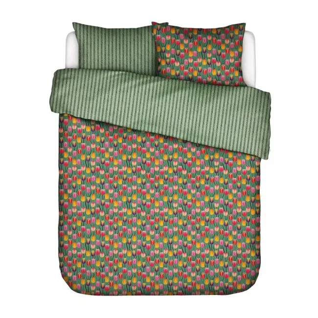 Tulip field bedding set 200x220cm with 2 pillowcases 60x70cm green