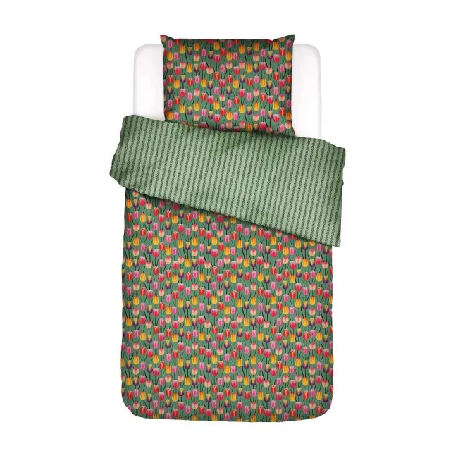 Tulip Field Bedding set 155x220cm with pillowcase 80x80cm green