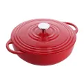 Garnek żeliwny Bourgogne 28cm 4l niski czerwony - 1