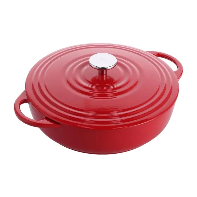 Garnek żeliwny Bourgogne 28cm 4l niski czerwony